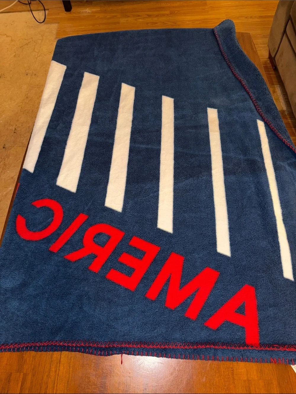 American Eagle Fleece Throw Blanket. Red, white and blue. 50 inches x 60 inches